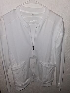 NWT White Scrub Zip Jacket Size M